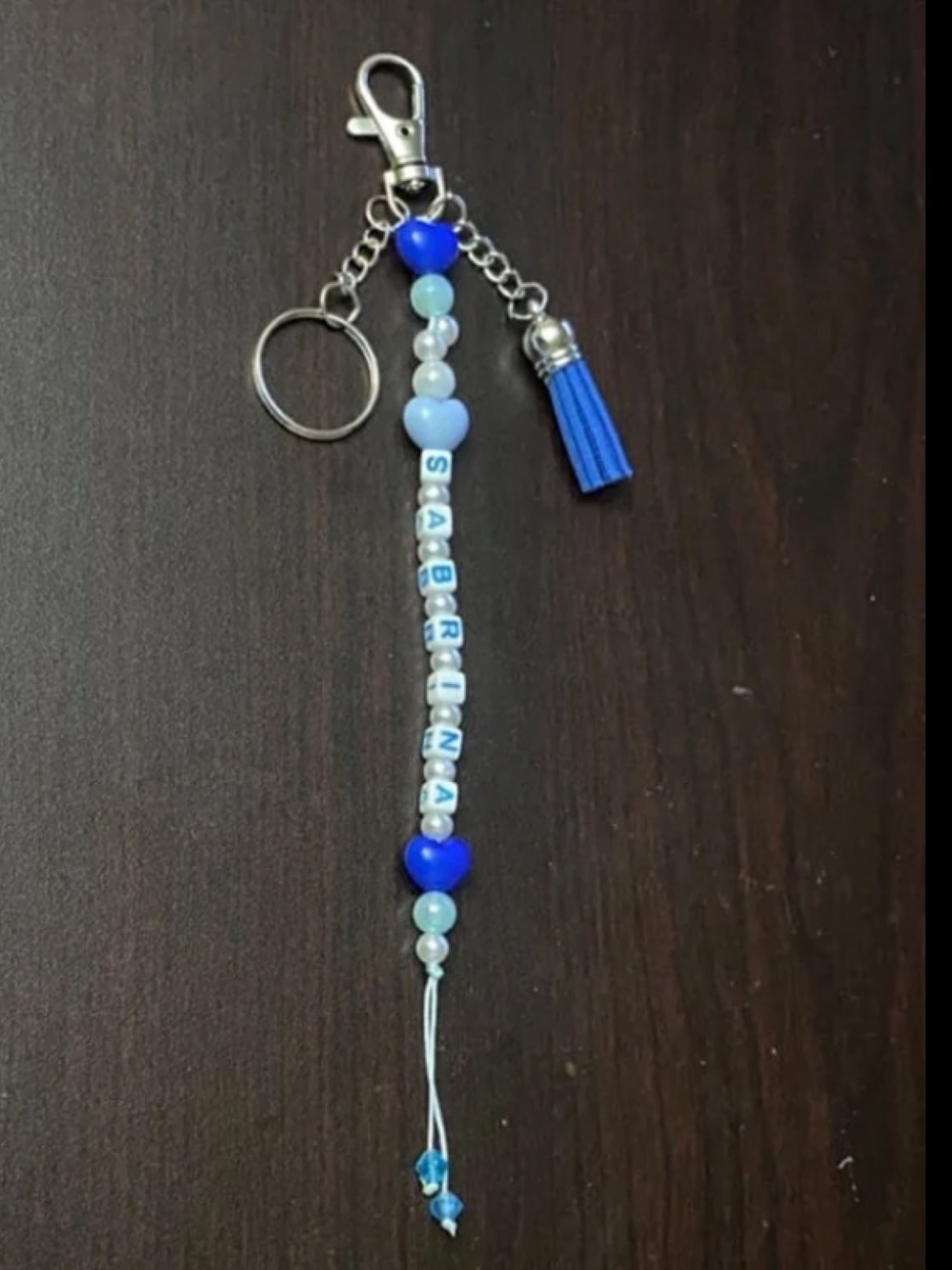 Keychain beabed purse charm with personalized Name